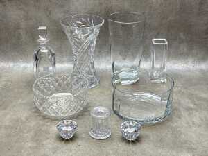 Crystal vases, bowls and candleholders
