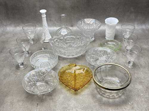 Assorted crystal and glassware including antique
