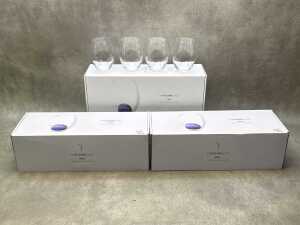 12 The PlummGlass stemless crystal glasses, in original boxes