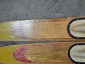 Buccaneer yellow and red timber combo water skis - 3