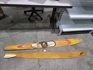 Buccaneer yellow and red timber combo water skis - 4
