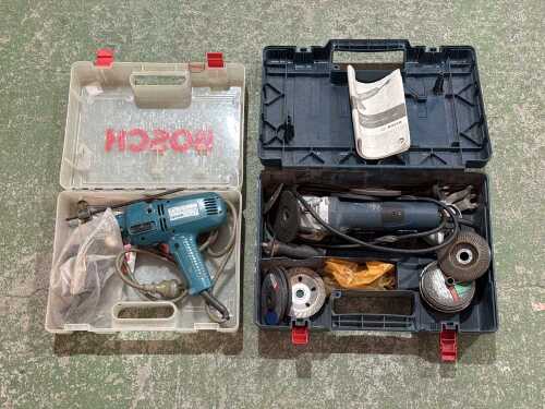 Makita drill and Bosch angle grinder