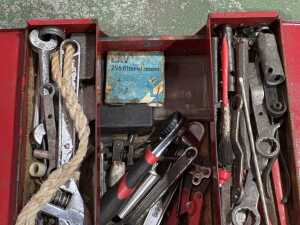 Metal toolbox with assorted tools - 2