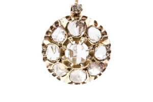 A pair of antique diamond drop earrings in 18 carat yellow gold - 2