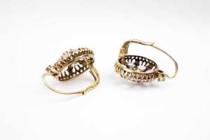 A pair of antique diamond drop earrings in 18 carat yellow gold - 5