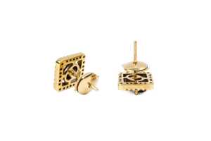 A pair of sapphire and diamond earrings in 18 carat yellow gold - 3