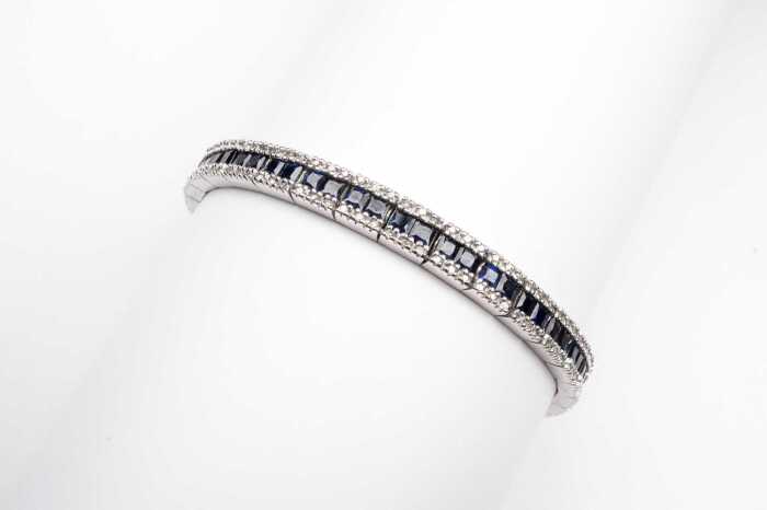 An Effy brand sapphire and diamond bracelet in 14 carat white gold