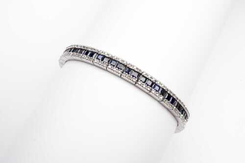 An Effy brand sapphire and diamond bracelet in 14 carat white gold