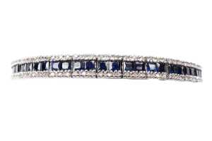 An Effy brand sapphire and diamond bracelet in 14 carat white gold - 2