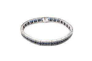 An Effy brand sapphire and diamond bracelet in 14 carat white gold - 3
