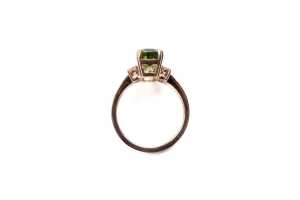A green tourmaline and diamond ring in 9 carat rose gold - 4