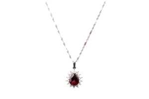 A red tourmaline and diamond pendant and necklace in 18 carat white gold