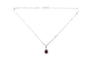 A red tourmaline and diamond pendant and necklace in 18 carat white gold - 3