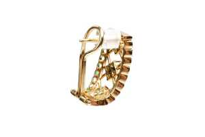 A pair of emerald earrings in 14 carat yellow gold - 3
