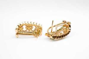 A pair of emerald earrings in 14 carat yellow gold - 4