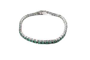 An emerald bracelet in 14 carat white gold - 3