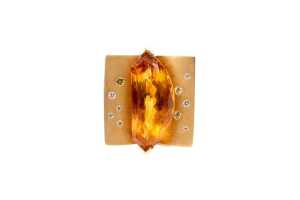A citrine and diamond modern butterfly ring in 18 carat yellow gold - 2