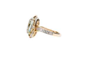 An aquamarine and diamond ring in 14 carat yellow gold - 3
