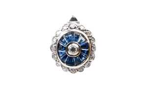 A pair of sapphire and diamond earrings in 18 carat white gold - 2