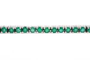 An emerald bracelet in 14 carat white gold - 4