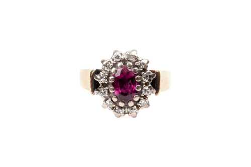 A vintage ruby and diamond ring in 18 carat yellow gold
