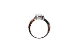 An aquamarine and diamond ring in 14 carat white and rose gold - 4
