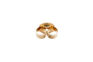 A pair of aquamarine and diamond earrings in 14 carat yellow gold - 5