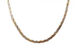 An Italian three tone necklace in 14 carat gold