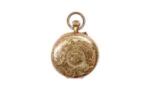 An antique pocket watch in 14 carat yellow gold - 3