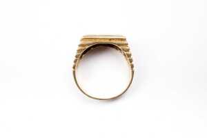 A diamond men's ring in 18 carat yellow gold - 4