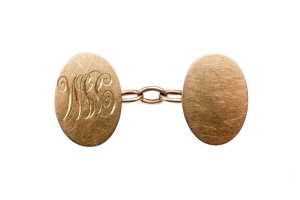 A pair of antique oval cufflinks in 15 carat yellow gold - 2