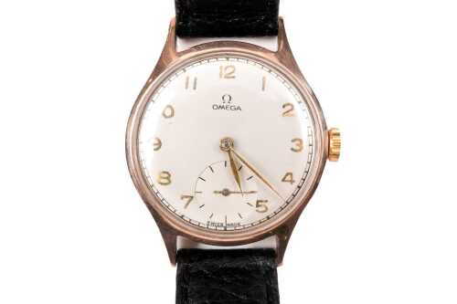 A vintage Omega mechanical watch in 9 carat rose gold