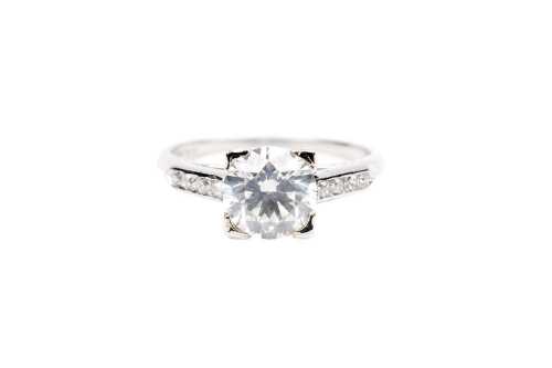 A diamond ring in platinum.