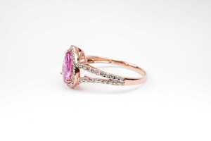 A pink sapphire and diamond ring in 14 carat rose gold - 3