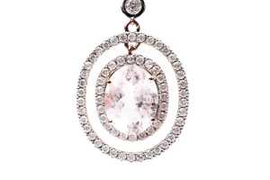 A pair of morganite and diamond earrings in 14 carat rose gold - 2