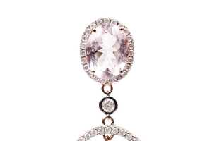A pair of morganite and diamond earrings in 14 carat rose gold - 3