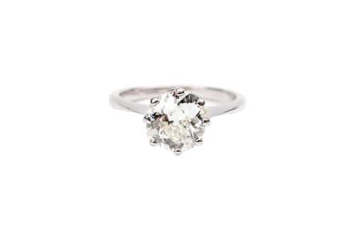 A vintage transition cut diamond ring in 18 carat white gold.