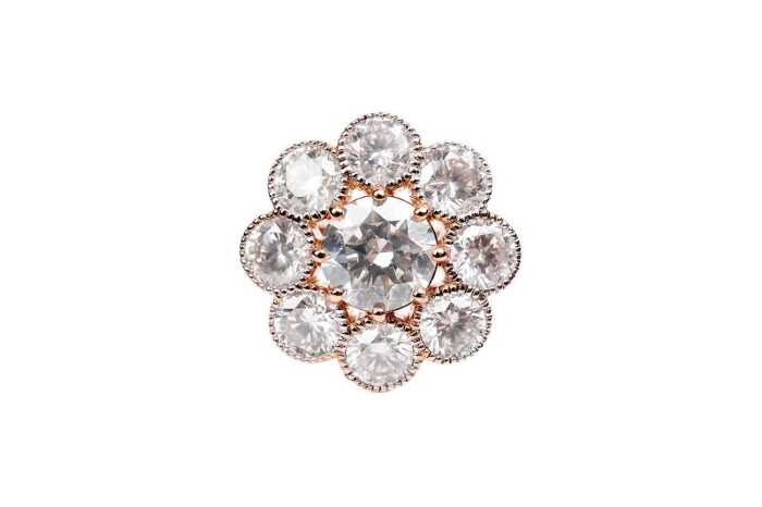 A diamond ring in 14 carat rose gold