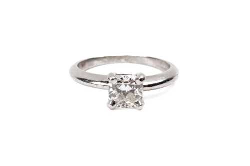 A diamond solitaire ring in platinum