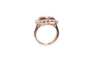 A purple tourmaline and diamond ring in 9 carat rose gold. - 2