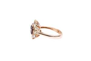 A purple tourmaline and diamond ring in 9 carat rose gold. - 3