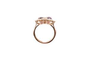 A purple tourmaline and diamond ring in 9 carat rose gold. - 4