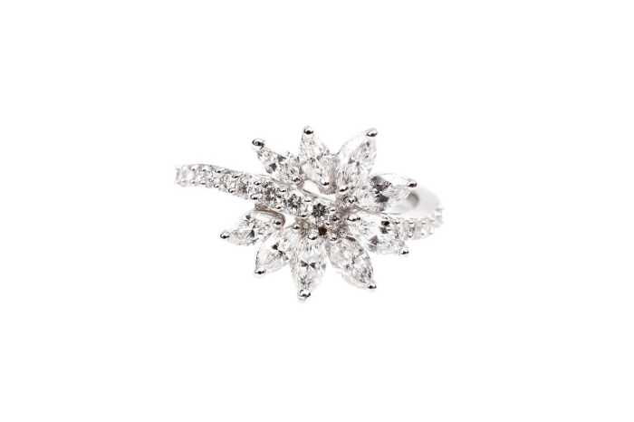 A diamond ring in 18 carat white gold