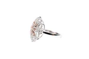 A pink and white diamond ring in 14 carat white and rose gold - 3