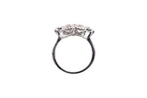 A pink and white diamond ring in 14 carat white and rose gold - 4