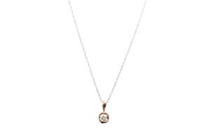 A diamond pendant and necklace in 14 carat rose gold