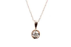 A diamond pendant and necklace in 14 carat rose gold - 2