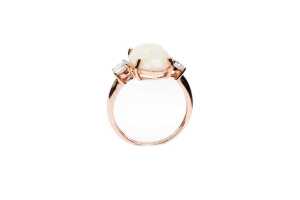 An Andamooka opal and diamond ring in 14 carat rose gold - 2