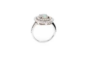 A Lightening ridge opal and diamond ring in 14 carat white gold - 2