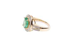 An emerald and diamond ring in 14 carat yellow gold - 3